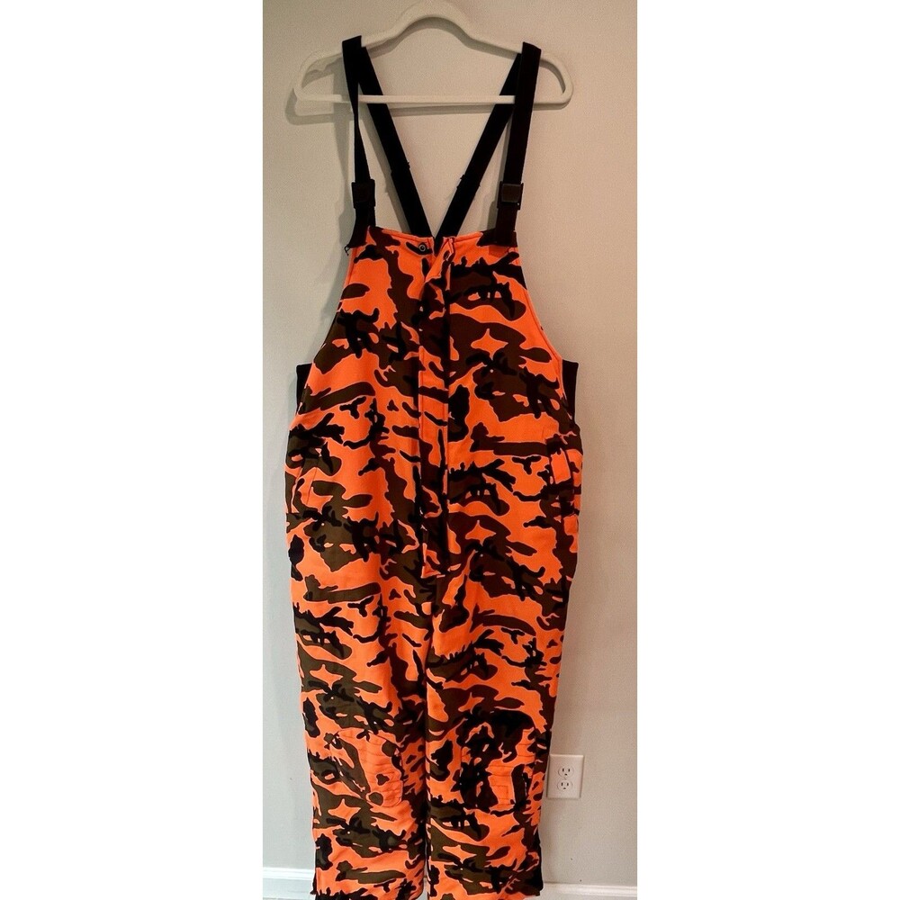 Winchester Orange Camo Insulated Hunting Bib Overalls XL Pants EXCELLENT COND.